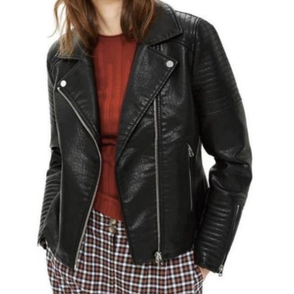 TopShop Vegan Faux Leather Quilted Moto Jacket